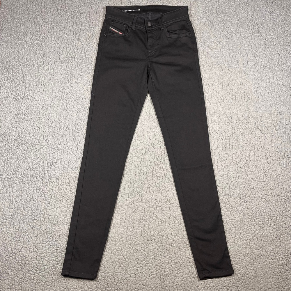 Diesel 2017 5 Pocket Super Skinny Jeans Black Mid Rise‎ Denim Women's Size 25